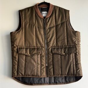 Vintage Brown Zero-Zone Insulated Outerwear XL Zippered Puffer Vest w/ Pockets